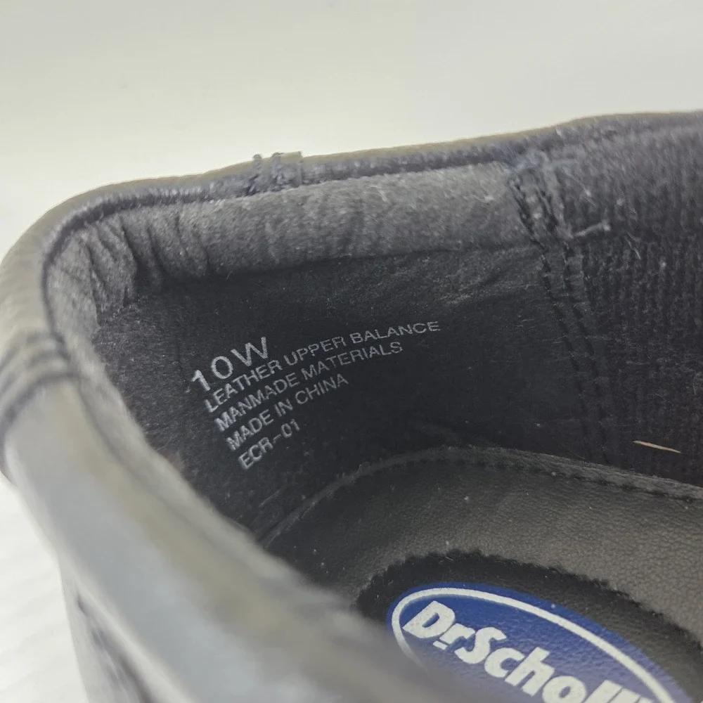 Dr. Scholl's Shoes Black Leather Double Air-Pillo Slip-On Zip Loafers Wmns 10 W